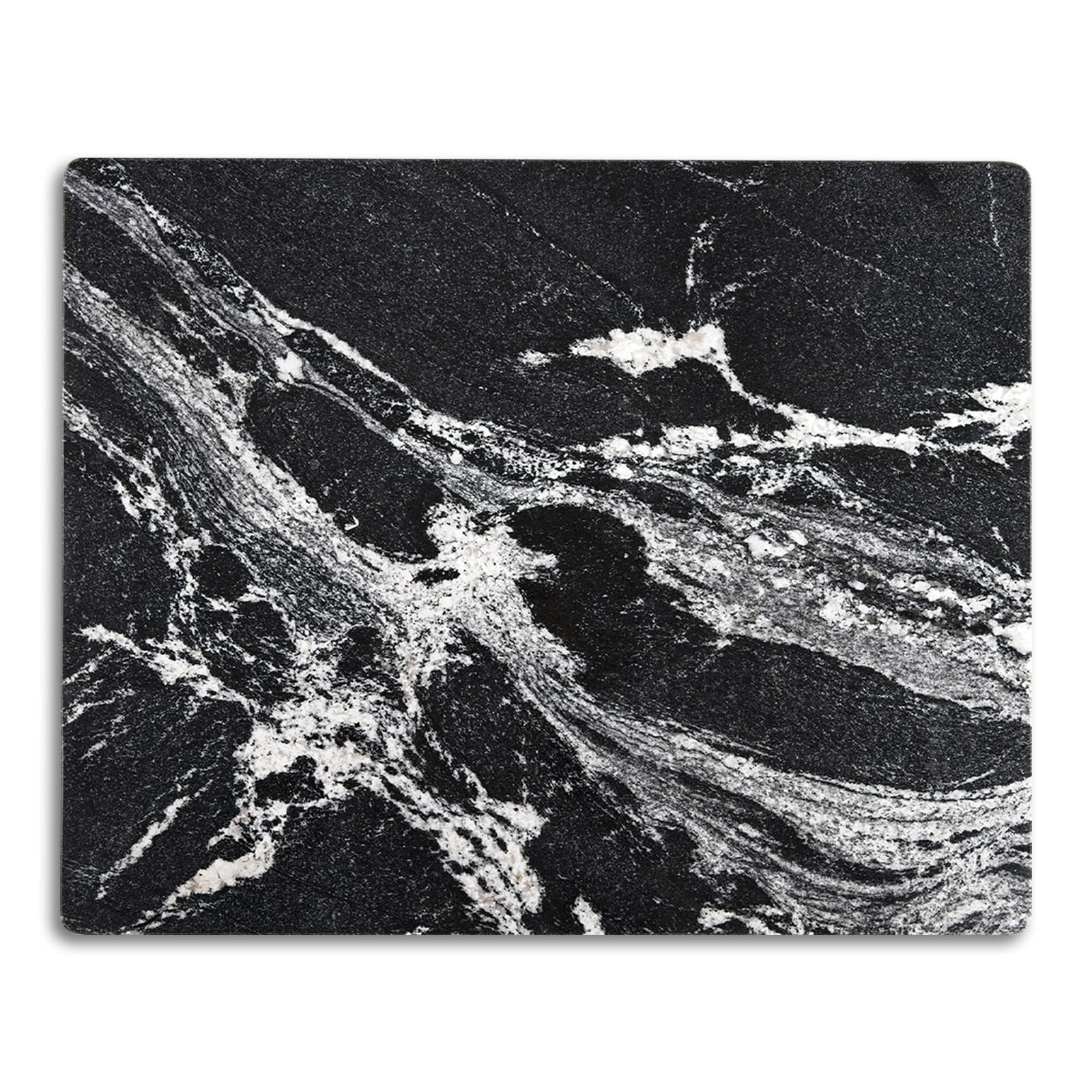 Photo 1 of Soulscrafts Natural Marble Cutting Board for Kitchen, Pastry Board with Non-Slip Feet, Black with White Vein Marble Slab 16x12x0.7 Inch