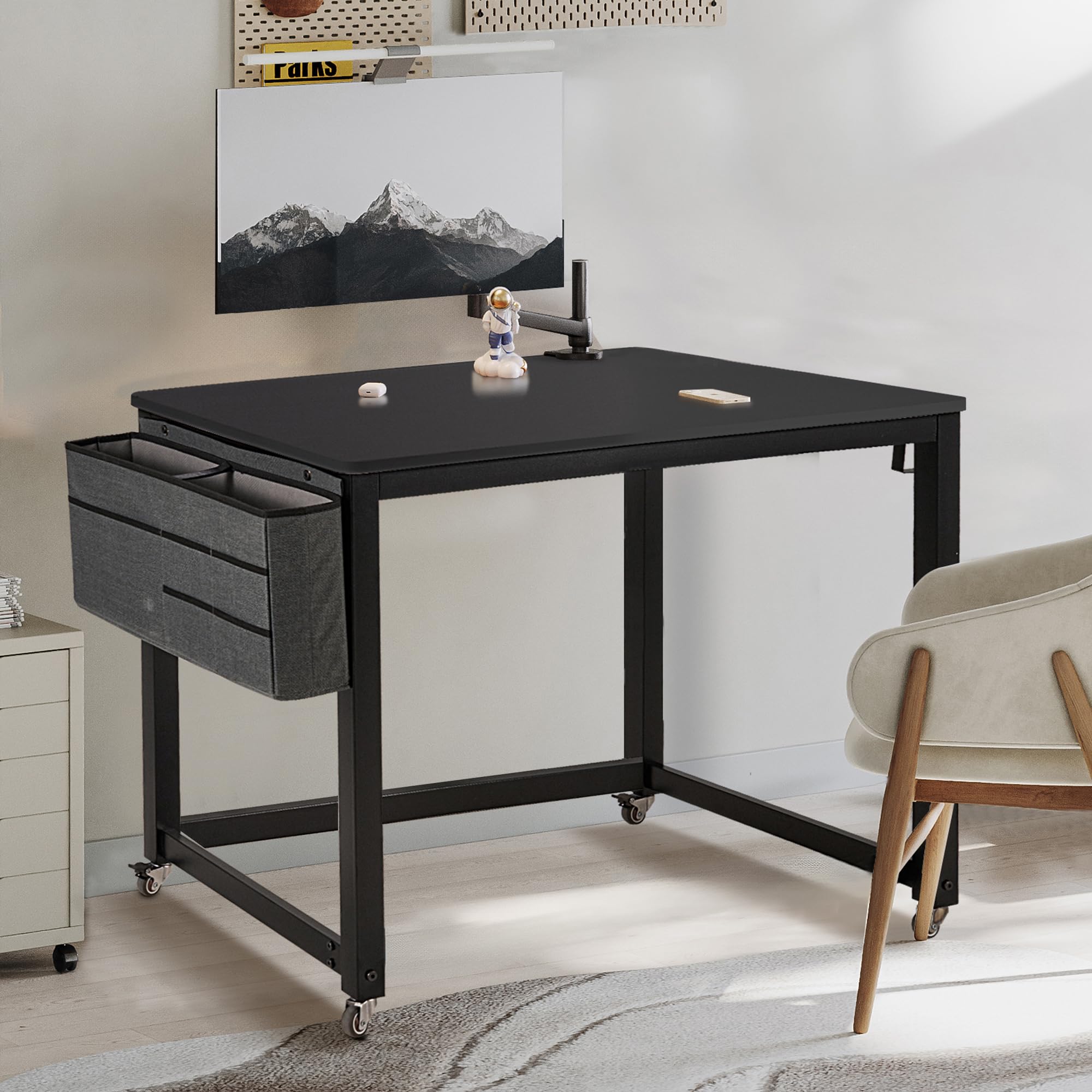 Mobile Writing Table Mua AHB Rolling Computer Desk with 4 Smooth Wheels, Simple Style Mobile ...