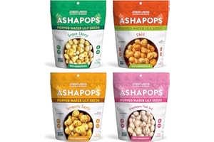 AshaPops Variety Pack Popped Water Lily Seeds - Gluten Free | Vegan | Paleo | Kosher OU| Soy Free | 1 oz | (Pack of 4 Bags)