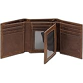 Mens Leather Wallet，Mens Trifold Wallet Rfid Blocking Genuine Leather Wallet For Men（ brown)