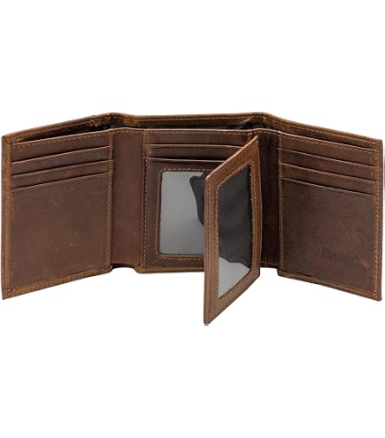 Amazon.com: AurexaFashion Genuine Leather Short Trifold Wallet for