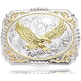 LYTOPTOP Vintage Belt Buckles for Men, Golden Soaring Eagle Bull Large Western Belt Buckle for Halloween Christmas