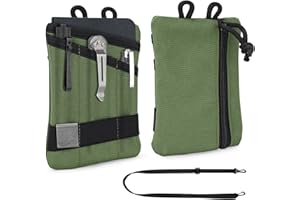 EDC Pouch, 5.8×3.9×0.6in Zipper Utility Pouch with 57in Detachable Adjustable Strap for Pens, Phone and Cash, Mini Multitool 