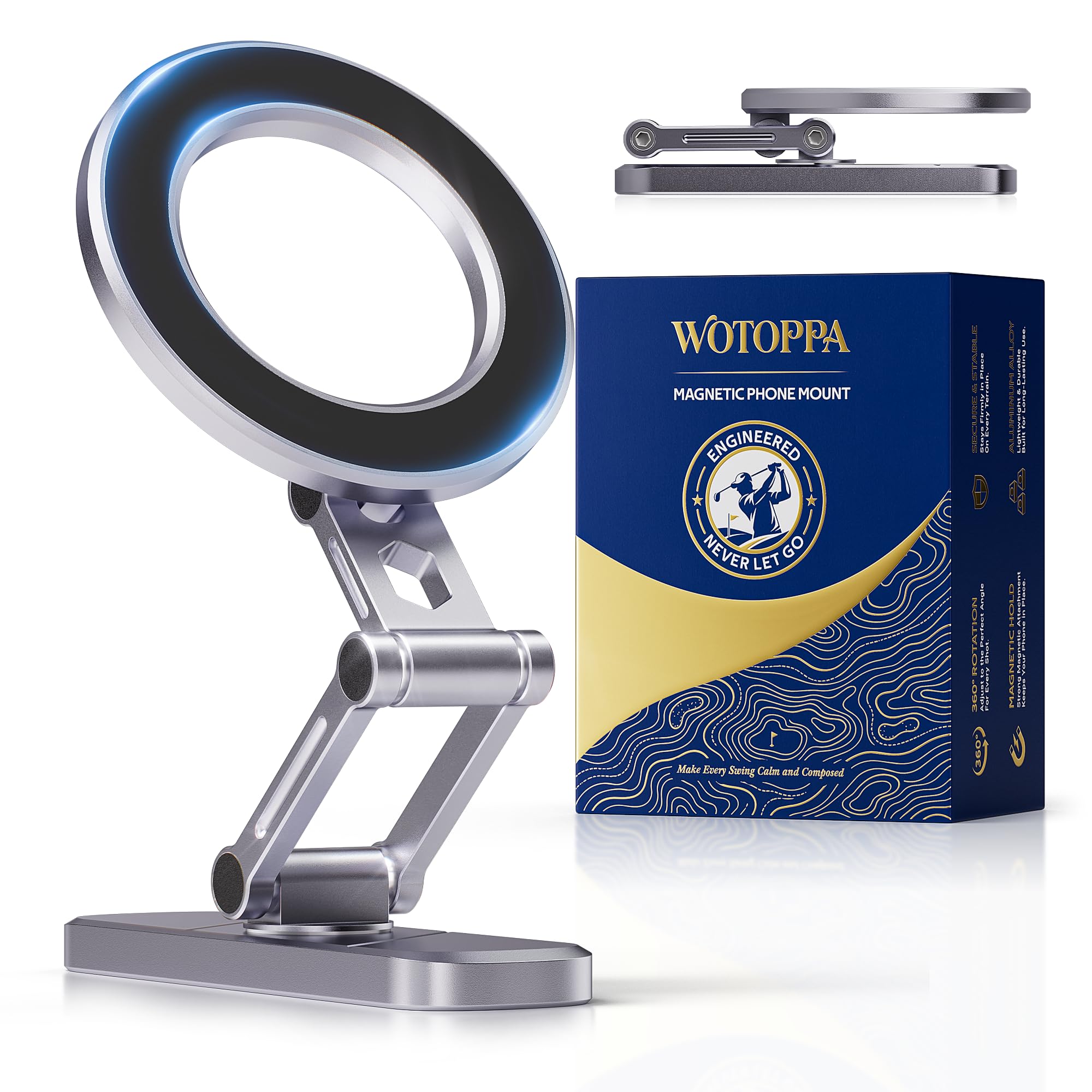 WOTOPPA Magnetic Golf Cart Phone Holder, Aluminum, Golf Accessories for Men