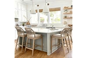 PURPLE LEAF Patio Sunbrella Counter Height Bar Stools 24" H Set of 2 Modern Rattan Bar Chairs Aluminum Stool Outdoor Wicker Barstools with Back and White Cushion for Garden Kitchen Island