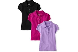 The Children's Place Girls' Short Sleeve Ruffle Pique Polo, 3 Pack