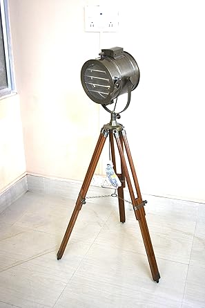 Nauticalmart Brass Finish Tripod Floor Lamp Searchlight Spotlight