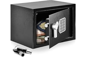 SereneLife Electronic Safe Box Heavy Duty 13.8’’ x 9.8’’ Lockbox Digital Keypad Code & 2 Key access Small Money Safe for Home