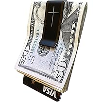 小物 CHOLOS custom money clip k18 Black Titanium Money Clip for Men with Gift Box, Small Metal Money
