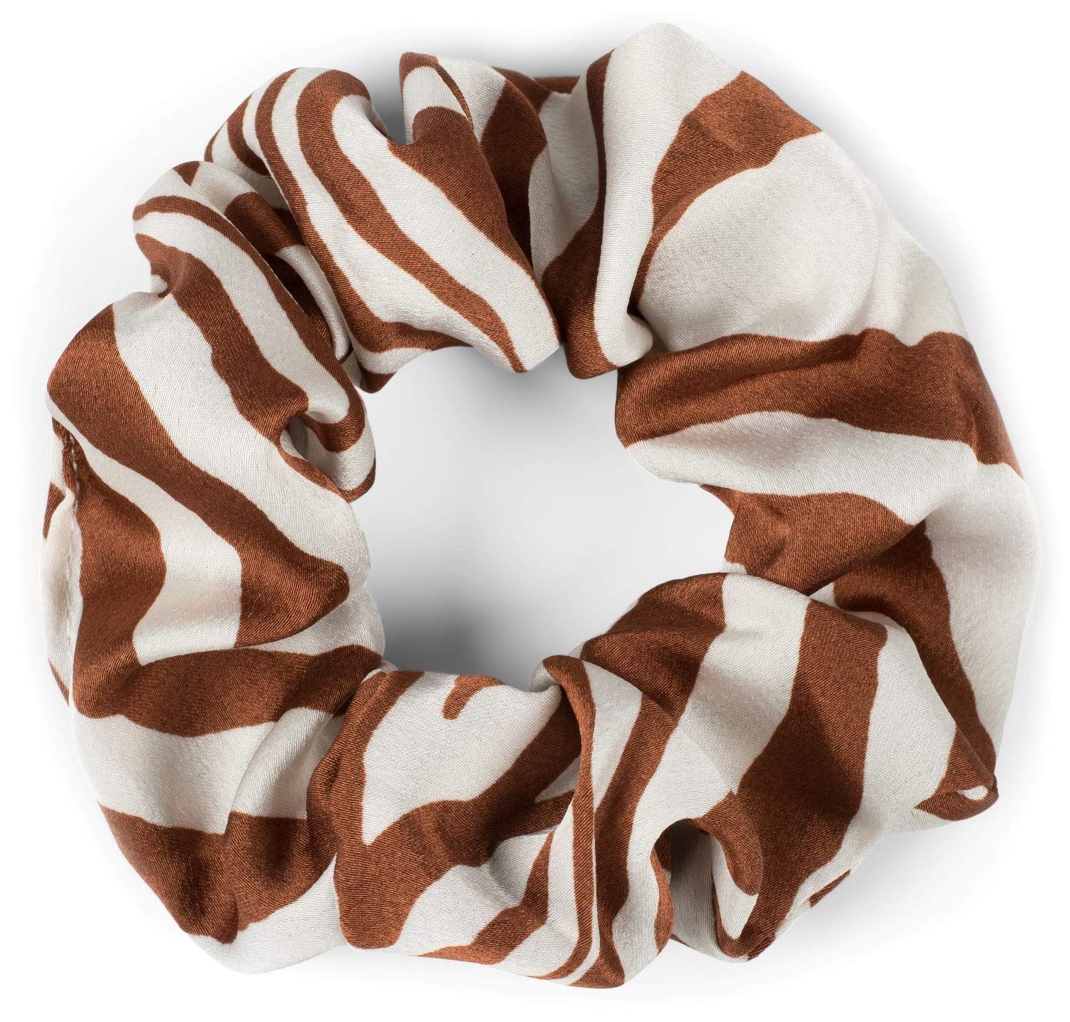 styleBREAKER Ladies XXL hair tie with zebra pattern in animal print style, elastic, scrunchie, plait elastic, hair band 04027018, color:Cognac-White