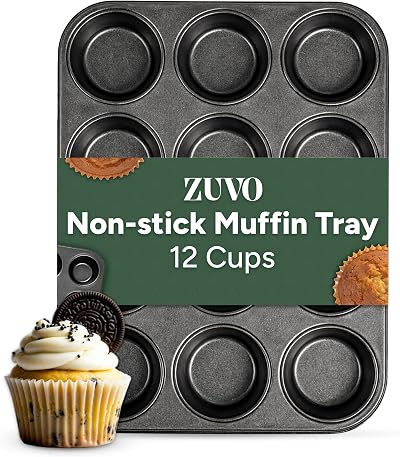 Zuvo Nonstick 12 Cup Muffin Tray – BPA Free & Dishwasher Safe Bakeware