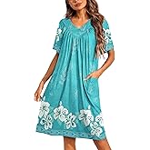 Ekouaer Womens House Dress Floral Print Nightgown with Pockets Mumu Dress