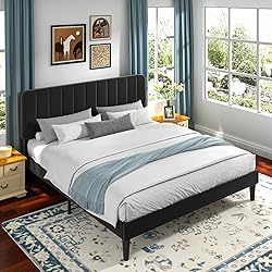 VECELO King Size Bed Frame with Upholstered