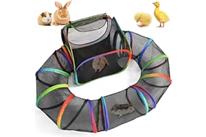 TIKIWIK Guinea Pig Playpen with Tunnel, Rainbow Playpen with 98.4" Extended Tube & Open Side, Rabbit Playpen for Bunny, Hamster, Ferret, Chinchilla, Chickens & Small Animals to Play Indoor or Outdoor