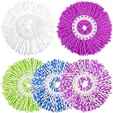 NICEMOVIC 5 Pack Spin Mop Replacement Head for 360&deg; Spin Mop System, Round Shape Standard Universal Size Mop Head, Microfiber Spin Mop Refills Easy Cleaning and Machine Washable