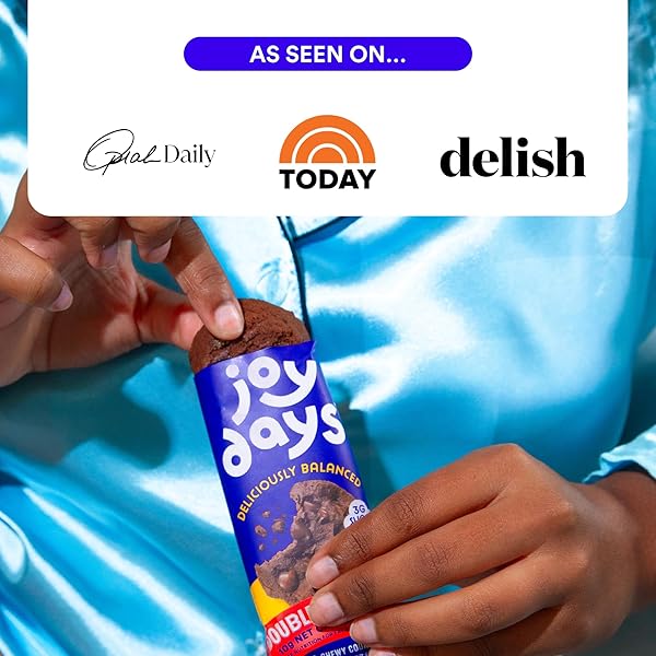 JOYDAYS CHOCOLATE COOKIES, LOW SUGAR, HEALTHY SNACKS FOR ADULTS AND KIDS, SNACK PACKS, LOW GLYCEMIC SOFT BAKED COOKIE FOR BREAKFAST OR DESSERT, 3G PROTEIN, 3G SUGAR, 5G FIBER (6-PACK, DOUBLE CHOCOLATE CHIP)