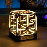 Infinity Mirror Cube Lamp with Display Case, Warm White 2700K | Tesseract Abyss Light, USB-C Rechargeable, Touch Dimmable LED Desk Decor for Gaming Room, Bedroom &amp; Shelf