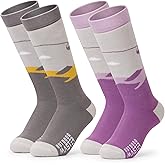 OutdoorMaster Ski Socks, Snowboarding Socks for Boys & Girls, Thermal Winter Warm & Breathable, Over The Calf Non-Slip Cuff