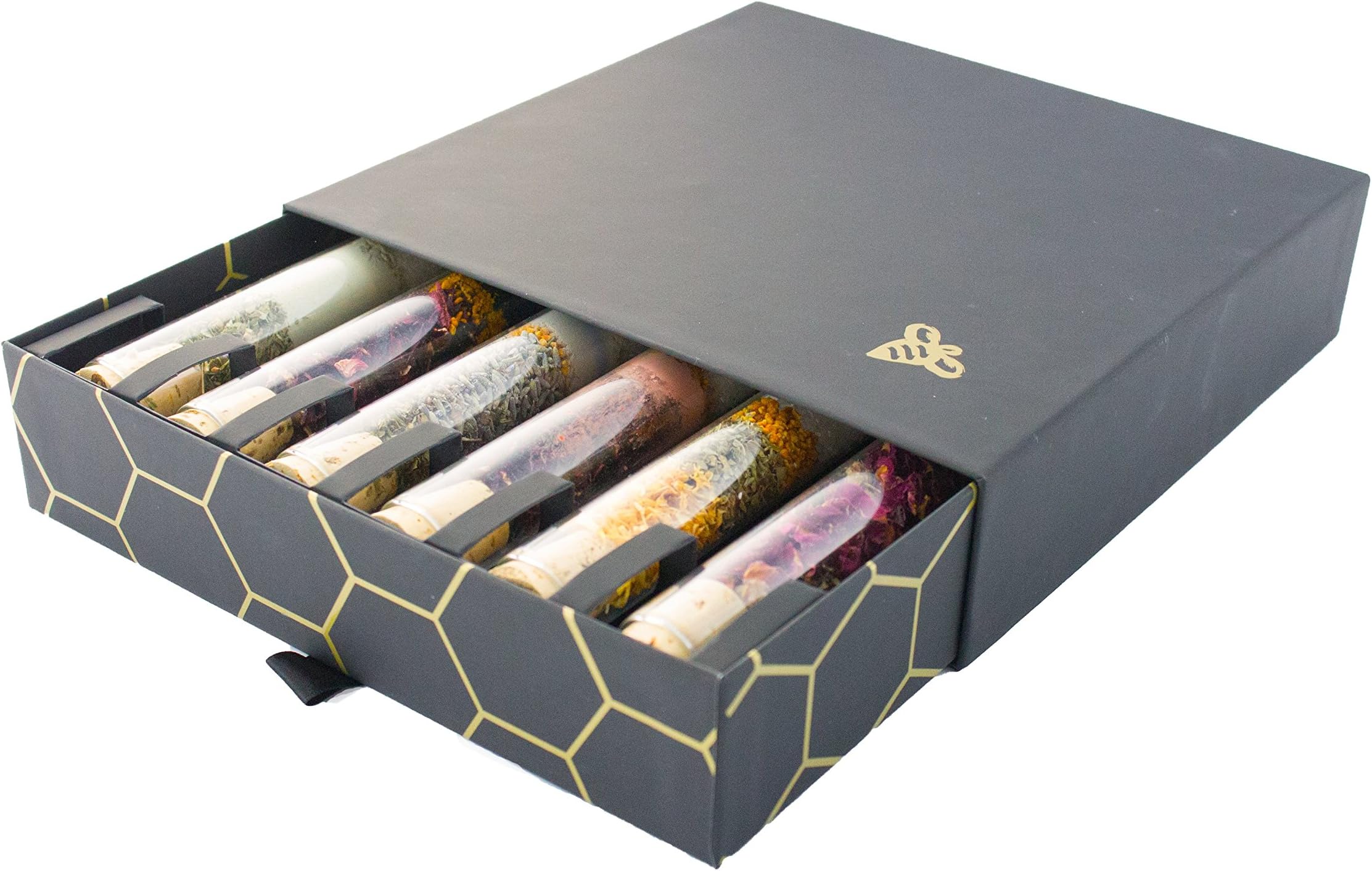 Bee & You Soaking Salts Gift Set - 6 Varieties of Bath Salts with Dead Sea Salt, Epsom Salt, Bee Pollen & Pure Essential Oils for Skin Hydration, Aromatherapy, Stress Relief - 6 x 2 Ounces