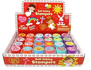 TINYMILLS Religious Christian Love Stampers for Kids Religious Prizes Carnival VBS Sunday School Church Festival Classroom Giveaways Gift Jesus Loves You Party Favors