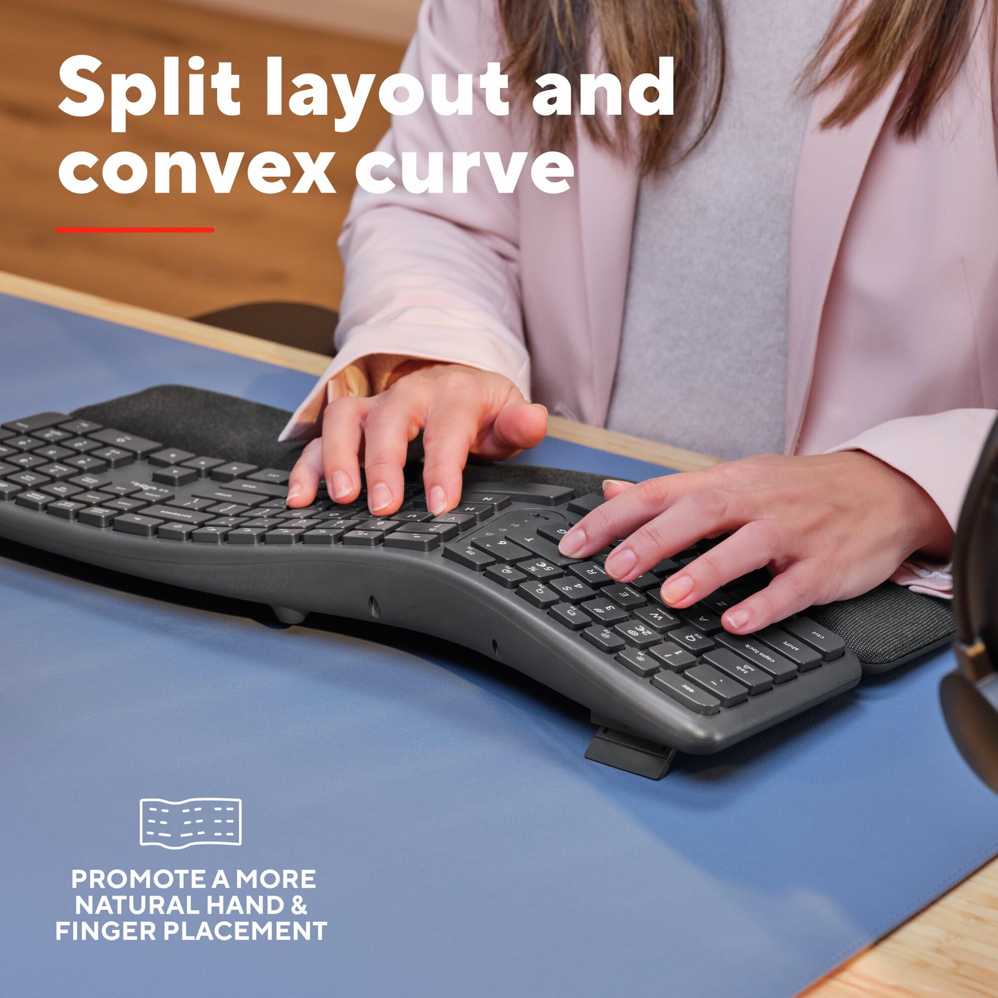 Trust Arvia keyboard split design showing ergonomic angle adjustment