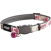 ROGZ CB09-K Glow in the Dark Reflective Cat Collar with Breakaway Clip and Removable Bell, fully adjustable to fit most breeds, Pink Butterfly Design