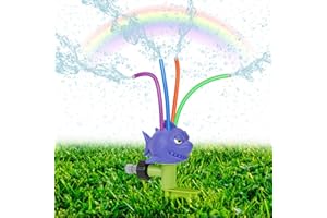 HeySplash Water Sprinkler Toy, Spinning Shark Kids Sprinkler Toy, Summer Water Toys Splashing Fun, Outdoor Sprinklers Toy Sprays up to 8 FT for Yard, Lawn, Garden, Attaches to Garden Hose, Purple