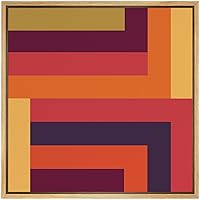 SIGNWIN Framed Canvas Wall Art Yellow, Orange, Red, Brown, Navy Blue Color Blocks and Lines Geometric Shapes Illustrations Minimalism Modern Fun for Living Room, Bedroom, Office - 16x16 inches
