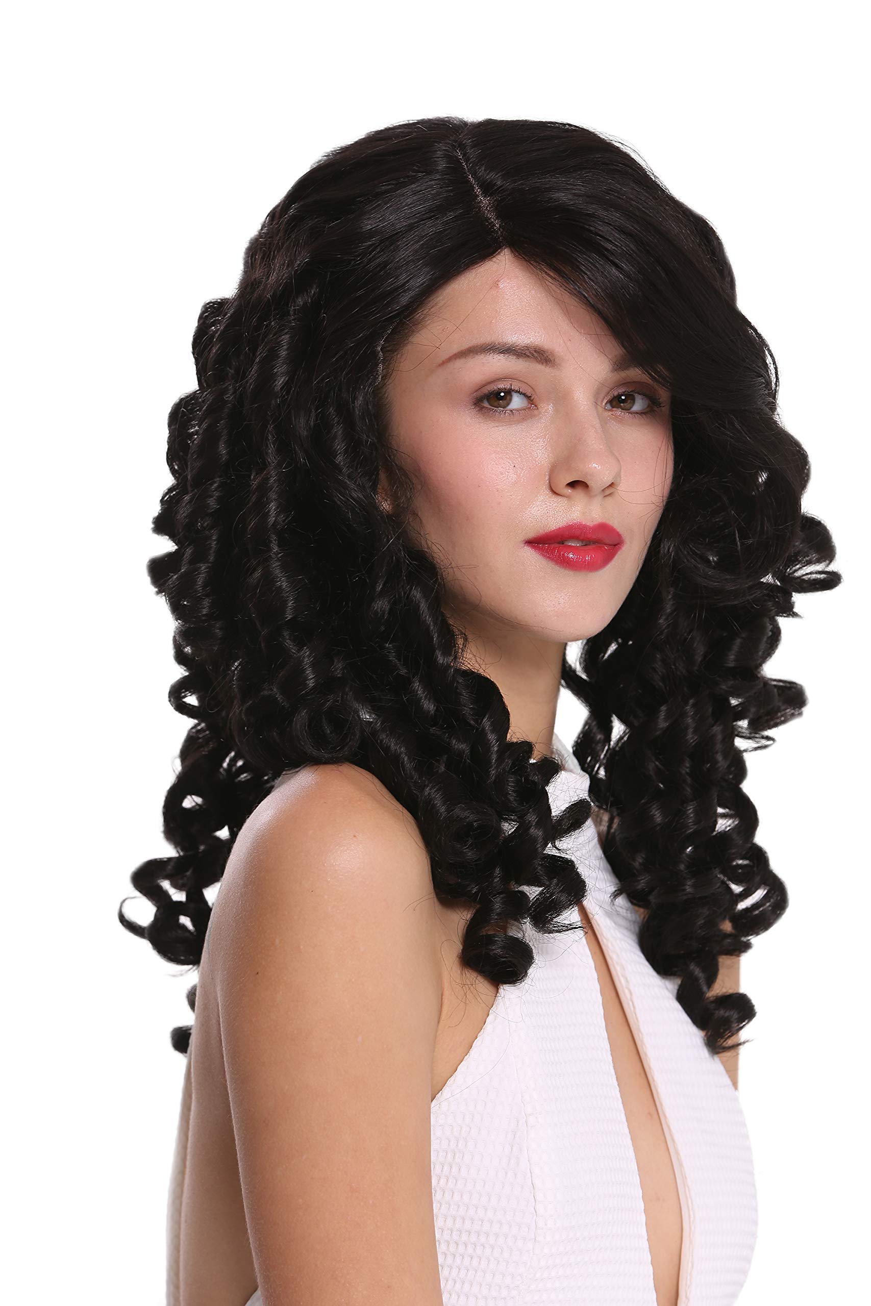 WIG ME UP - BS217-MF-2 Quality women's wig lace front partial monofilament long baroque lady curls corkscrew curls black