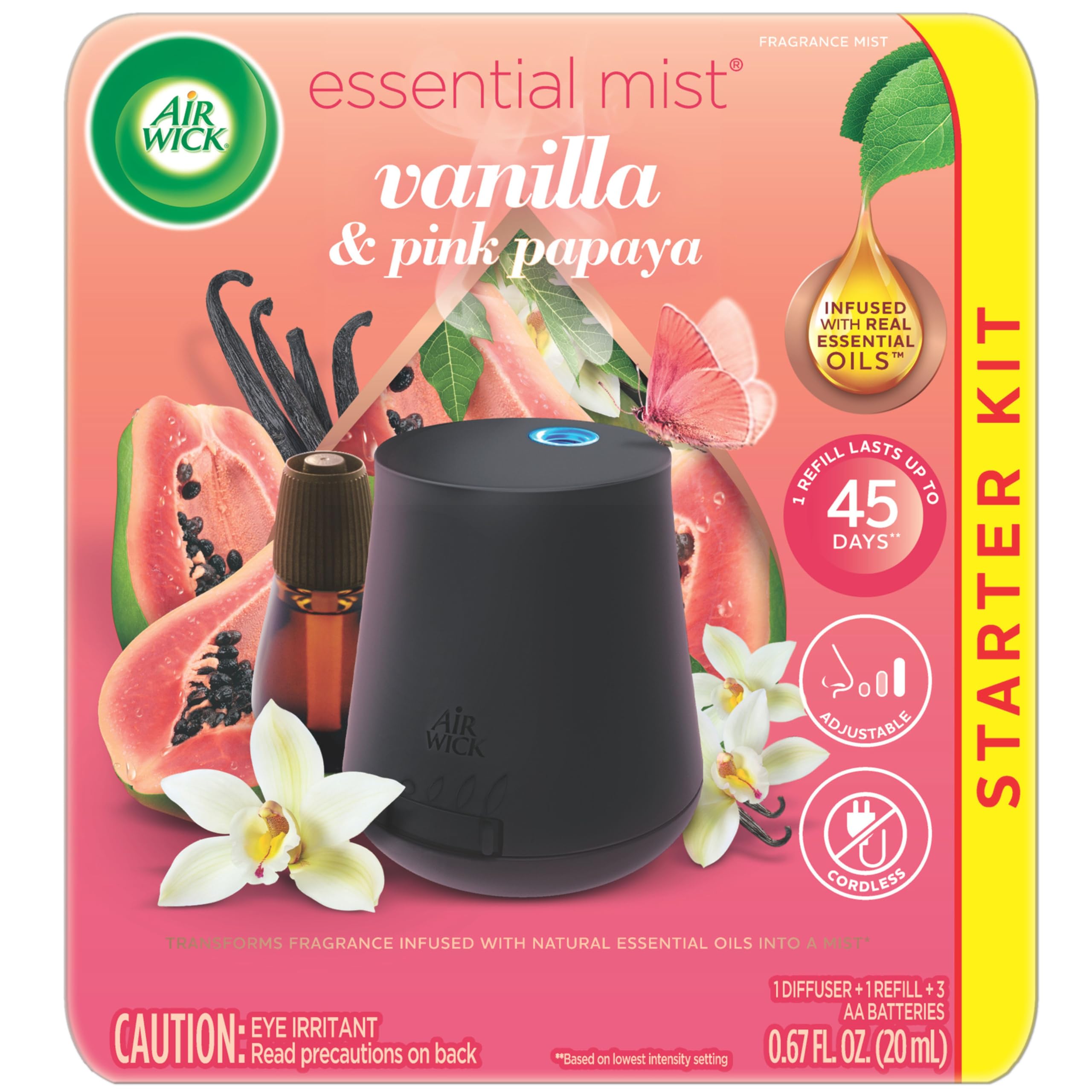 Photo 1 of ***MISSING OIL REFILL***
Air Wick Essential Mist Starter Kit (Diffuser + Refill) Vanilla & Pink Papaya Essential Oils Diffuser, Air Freshener Starter Kit