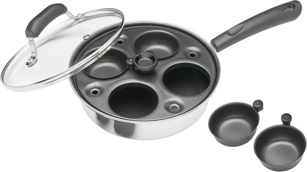 KitchenCraft Egg Poacher Pan 4 Cups 21cm Carbon Steel Induction Compatible