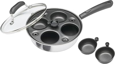 KitchenCraft Egg Poacher Pan 4 Cups 21cm Carbon Steel Induction Compatible