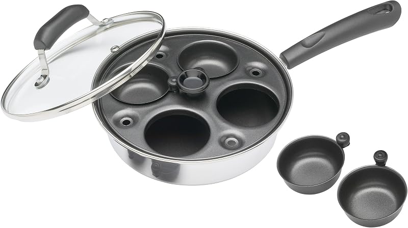 KitchenCraft Egg Poacher Pan 4 Cups 21cm Carbon Steel Induction Compatible