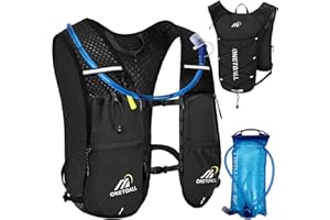 ONETOALL Running Vest for Women & Men, 6L Hydration Backpack with 2L Water Bladder, Lightweight Water Backpack for Trail Running, Marathon, Hiking, Cycling, Jogging, Adjustable Fit