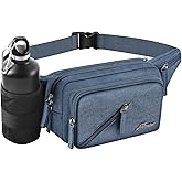Afreter Fanny Pack Waterproof Waist Bag Pack Men Women Hip Bum Bag With Water Bottle Holder Adjustable Strap Suitable For Outdoors Workout Traveling Hiking Cycling Dog Walking Pouch Bag(Blue)