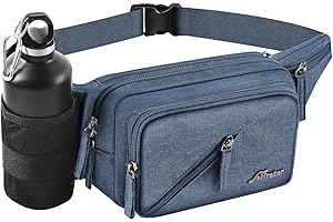 Afreter Fanny Pack Waterproof Waist Bag Pack Men Women Hip Bum Bag With Water Bottle Holder Adjustable Strap Suitable For Outdoors Workout Traveling Hiking Cycling Dog Walking Pouch Bag(Blue)