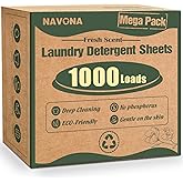1000 Loads Mega Pack Laundry Detergent Sheets, Eco-friendly Laundry Sheets, Powerful Cleaning, Suitable for Homes, Dorms, and Apartments - [Fresh Scent]