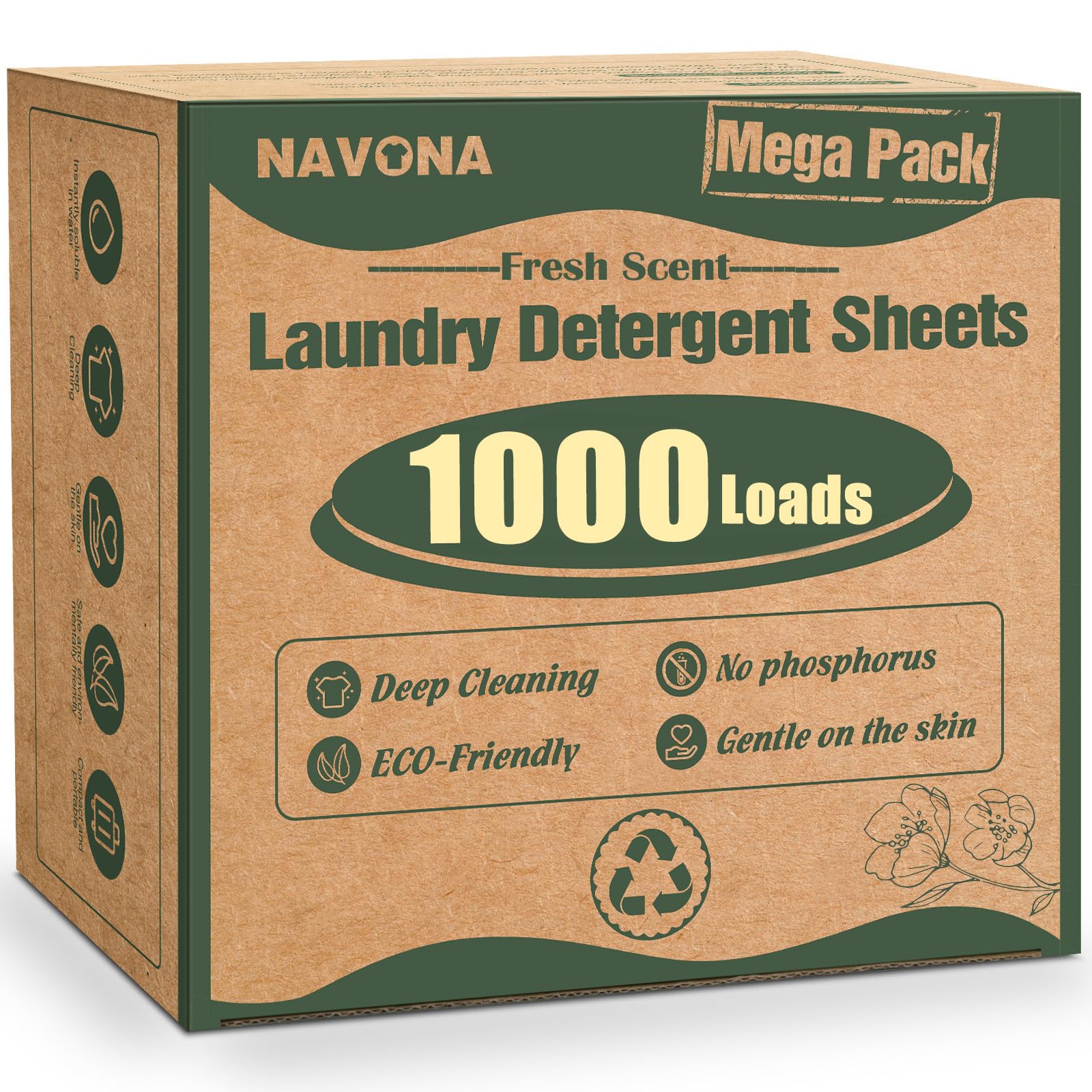 Photo 1 of 1000 Loads Mega Pack Laundry Detergent Sheets, Eco-friendly Laundry Sheets, Powerful Cleaning, Suitable for Homes, Dorms, and Apartments - [Fresh Scent]