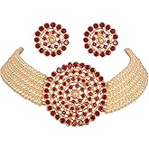 Touchstone "Padmavati Collection Indian Bollywood Traditional Rhinestones Grand Designer Jewelry Choker Necklace Set For Women.