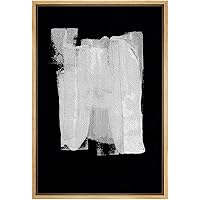 SIGNWIN Framed Canvas Print Wall Art Faded White Streak on Black Background Abstract Texture Illustrations Impressionism Contemporary for Living Room, Bedroom, Office - 16