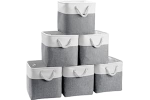 FinishingBo Fabric Cubes Storage Basket, 6 Pack 11x11 in with Handles Foldable Cube Storage Bins, for Shelves, Home, Office, Nursery Organizers