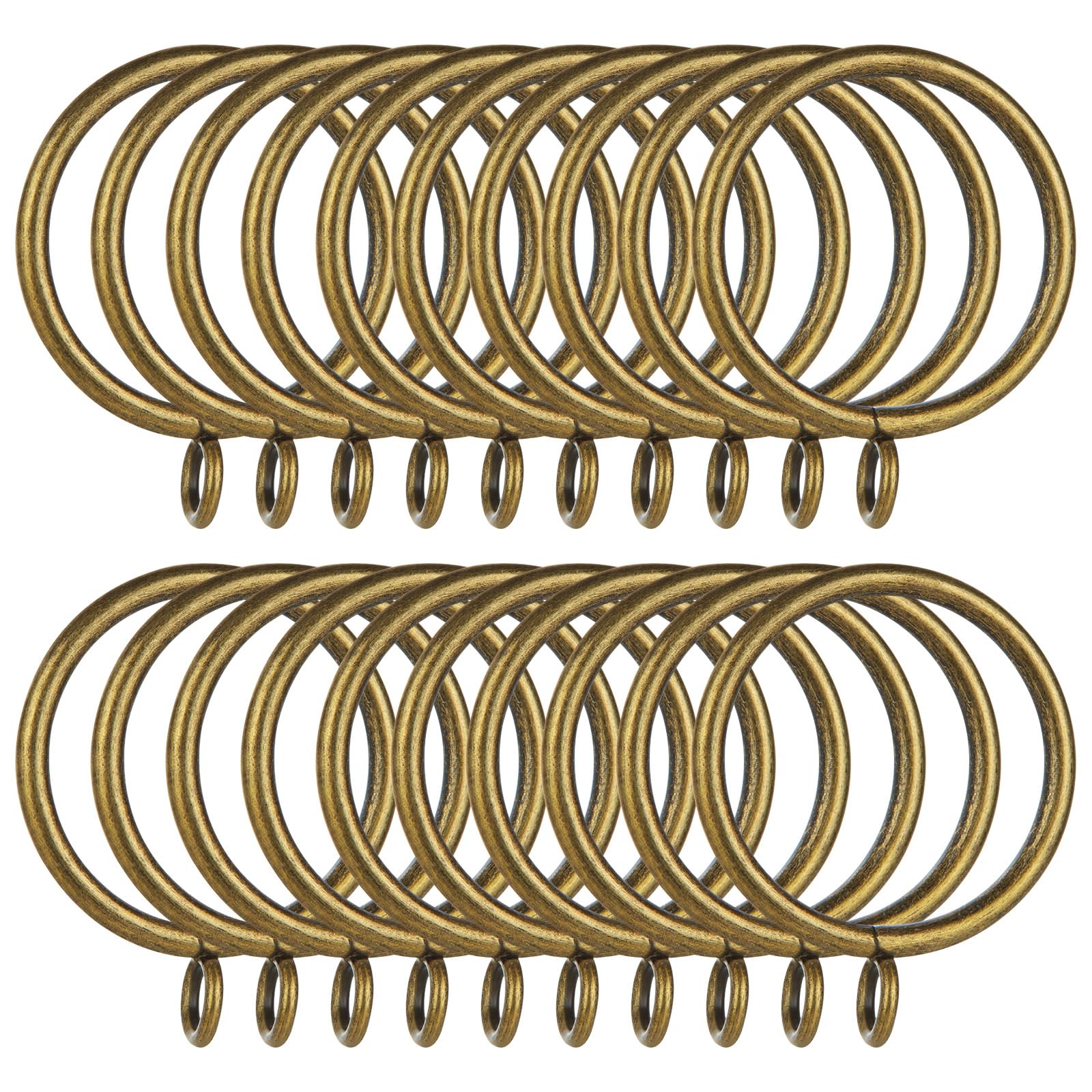 ZOFUN 50 Pcs Brass Curtain Rings, 38mm Antique Brass Curtain Ring with Eyelet for Hooks, Fine Metal Curtain Rings Brass, Rustpoof Cutain Rail Rings for Window Rods Shower Curtains