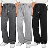 Aocku 3 Pack Boys Sweatpants Wide Leg Boys Athletic Drawstring Joggers Pants Kids Sweatpants Open Bottom Pants