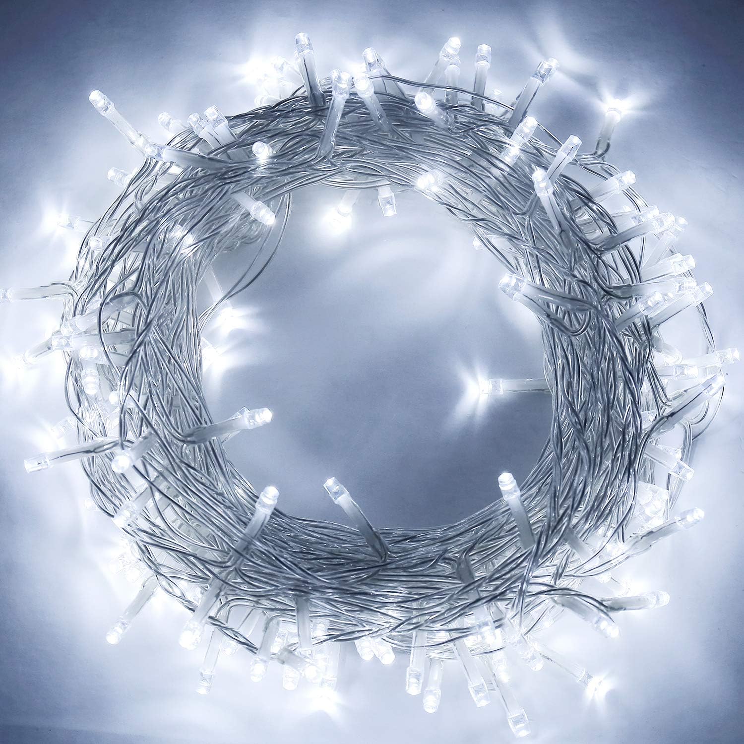 Aluan Christmas Lights String Lights 200 LED 66ft+10ft 8 Modes Plug in Indoor String Lights 31V Waterproof Fairy Lights Home Garden Party Wedding Christmas Tree Window Curtain Decoration, Cool White