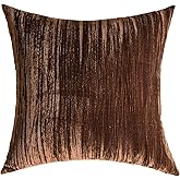 GLORY SEASON Throw Pillow Covers 18x18 Inch 2 Pack Luxurious Solid Crepe Velvet Square Decorative Pillow Cases for Farmhouse Square Cushion Case for Home Sofa Couch Decor, Brown