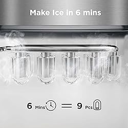 Silonn Countertop Ice Maker, 9 Ice Cubes in 6