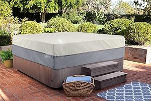 STEECA Waterproof Hot Tub Cover Outdoor Square SPA Hard Cover Protector 90 x 90 x 20H inch