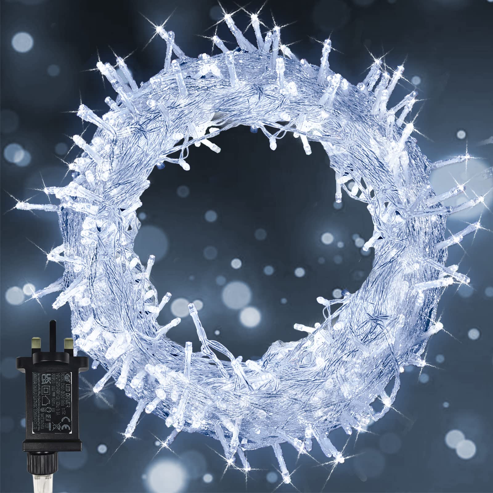 Fairy Lights Mains Powered, 30m/99Ft 300 LED Plug in String Lights Christmas Lights Indoor Waterproof with 8 Modes LED Fairy Lights for Bedroom Wall Party Wedding Xmas Tree Decorations (Cool White)