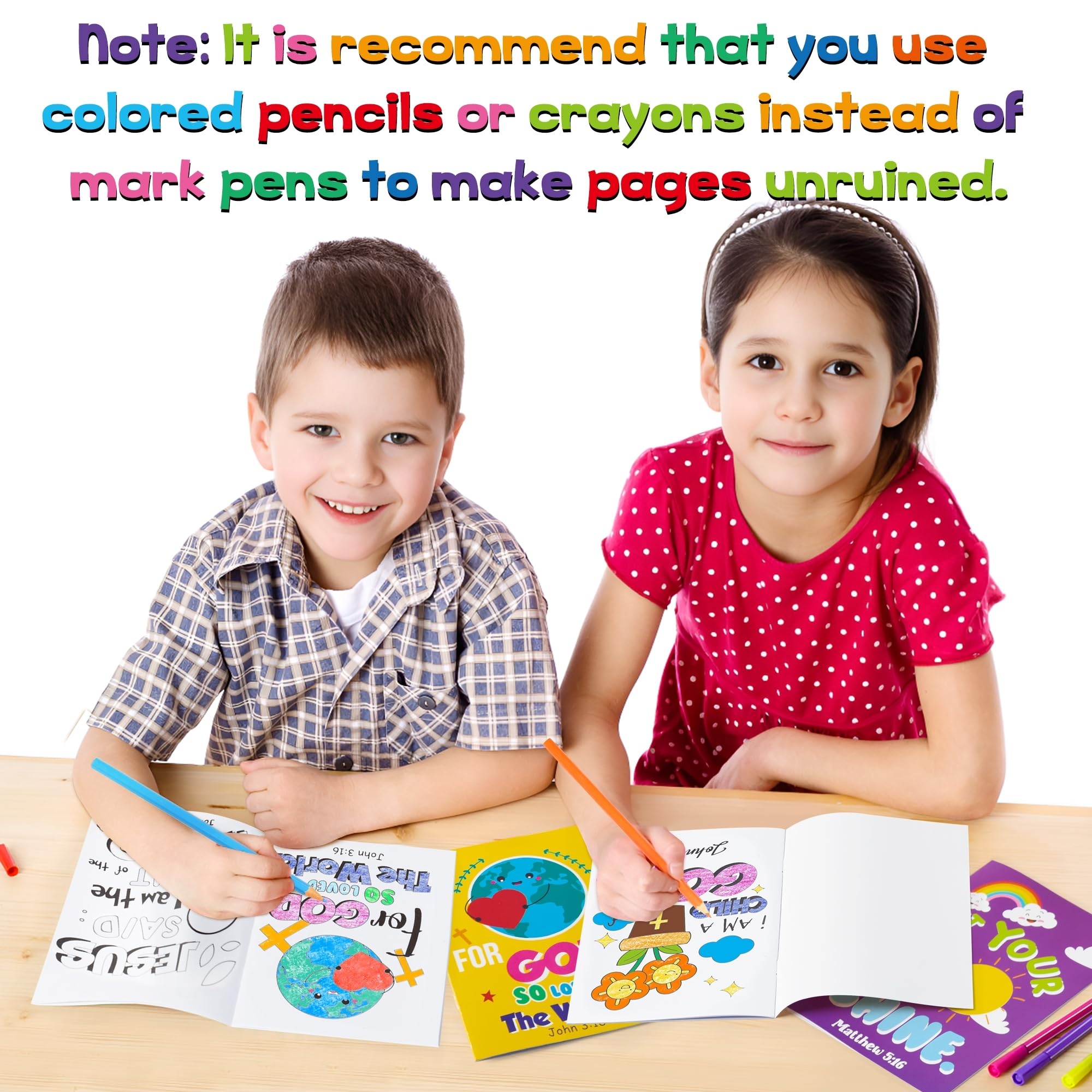 24Pcs Bible Coloring Books Religious Theme DIY Color-in Pages with Inspirational Words Drawing Holiday Christian Activity Supplies for Sunday School Classroom Rewards Artwork Gift for Kids