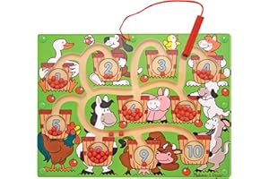 Melissa & Doug Magnetic Wand Number Maze - Wooden Puzzle ActivityLearning Toys, Travel Activities for Kids, Magnetic Maze for